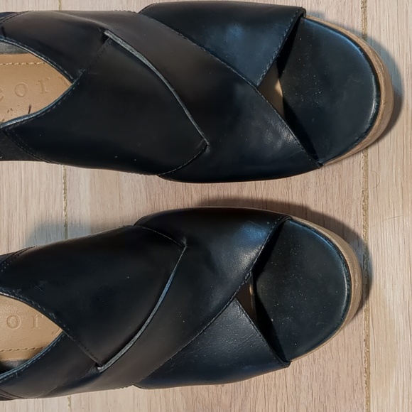 Theory leather/wood heeled sandals Sz 36.5/6 - Picture 10 of 11